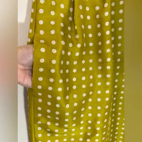 J. Crew 100% Silk Polka Dot V-Neck Sheath Dress Chartreuse Sz 4 - Picture 7 of 8